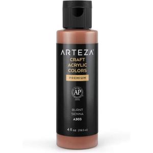 ARTEZA Craft Acrylic Paint, A101 Orange, 4fl ounces Bottles, Water-Based, Blendable, Matte Acrylic Paints for Art & DIY(A303 Burnt Sienna Craft)