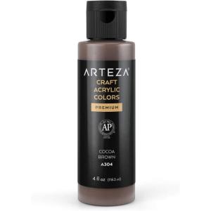 ARTEZA Craft Acrylic Paint, A101 Orange, 4fl ounces Bottles, Water-Based, Blendable, Matte Acrylic Paints for Art & DIY(A304 Cocoa Brown Craft)