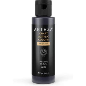 ARTEZA Craft Acrylic Paint, A101 Orange, 4fl ounces Bottles, Water-Based, Blendable, Matte Acrylic Paints for Art & DIY(A306 Van Dyke Brown Craft)