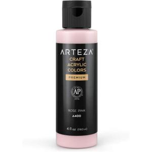 ARTEZA Craft Acrylic Paint, A101 Orange, 4fl ounces Bottles, Water-Based, Blendable, Matte Acrylic Paints for Art & DIY(A400 Rose Pink Craft)