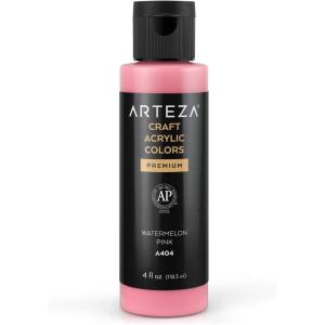 ARTEZA Craft Acrylic Paint, A101 Orange, 4fl ounces Bottles, Water-Based, Blendable, Matte Acrylic Paints for Art & DIY(A404 Watermelon Pink Craft)