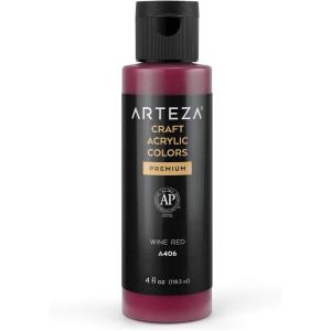 ARTEZA Craft Acrylic Paint, A101 Orange, 4fl ounces Bottles, Water-Based, Blendable, Matte Acrylic Paints for Art & DIY(A406 Wine Red Craft)