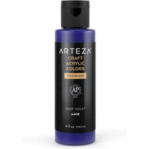 ARTEZA Craft Acrylic Paint, A101 Orange, 4fl ounces Bottles, Water-Based, Blendable, Matte Acrylic Paints for Art & DIY(A408 Deep Violet Craft)