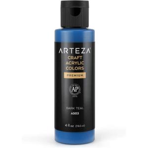 ARTEZA Craft Acrylic Paint, A101 Orange, 4fl ounces Bottles, Water-Based, Blendable, Matte Acrylic Paints for Art & DIY(A503 Dark Teal Craft)
