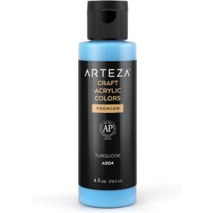 ARTEZA Craft Acrylic Paint, A101 Orange, 4fl ounces Bottles, Water-Based, Blendable, Matte Acrylic Paints for Art & DIY(A504 Turquoise Craft)