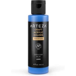 ARTEZA Craft Acrylic Paint, A101 Orange, 4fl ounces Bottles, Water-Based, Blendable, Matte Acrylic Paints for Art & DIY(A505 Cerulean Blue Craft)