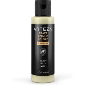 ARTEZA Craft Acrylic Paint, A101 Orange, 4fl ounces Bottles, Water-Based, Blendable, Matte Acrylic Paints for Art & DIY(A602 Celery Green Craft)