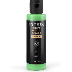 ARTEZA Craft Acrylic Paint, A101 Orange, 4fl ounces Bottles, Water-Based, Blendable, Matte Acrylic Paints for Art & DIY(A605 Spring Green Craft)