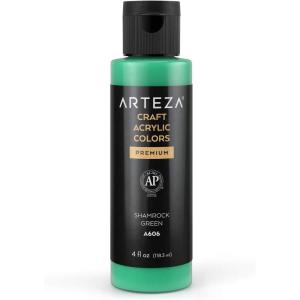 ARTEZA Craft Acrylic Paint, A101 Orange, 4fl ounces Bottles, Water-Based, Blendable, Matte Acrylic Paints for Art & DIY(A606 Shamrock Green Craft)