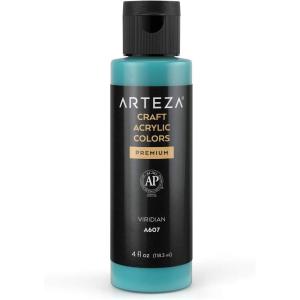 ARTEZA Craft Acrylic Paint, A101 Orange, 4fl ounces Bottles, Water-Based, Blendable, Matte Acrylic Paints for Art & DIY(A607 Viridian Craft)