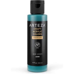 ARTEZA Craft Acrylic Paint, A101 Orange, 4fl ounces Bottles, Water-Based, Blendable, Matte Acrylic Paints for Art & DIY(A608 Jade Green Craft)