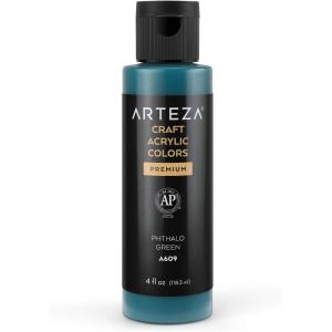 ARTEZA Craft Acrylic Paint, A101 Orange, 4fl ounces Bottles, Water-Based, Blendable, Matte Acrylic Paints for Art & DIY(A609 Phthalo Green Craft)