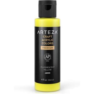 ARTEZA Craft Acrylic Paint, A101 Orange, 4fl ounces Bottles, Water-Based, Blendable, Matte Acrylic Paints for Art & DIY(A800 Fluorescent Yellow Craft)