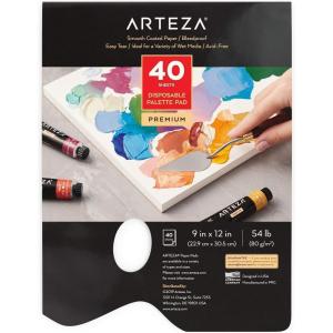ARTEZA Disposable Palette Paper Pad, 9×12 Inch, Pack of 2, 80 Sheets, 54 lb, Glue-Bound, Bleed-Proof Paint Palette with Thumb Hole(9×12 Inch  Pack of 1)