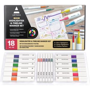 ARTEZA Highlighters Assorted Colors, Set of 60, Narrow Chisel Tip(Multicolor)