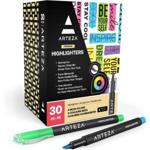ARTEZA Highlighters Assorted Colors, Set of 60, Narrow Chisel Tip(Neon Colors)