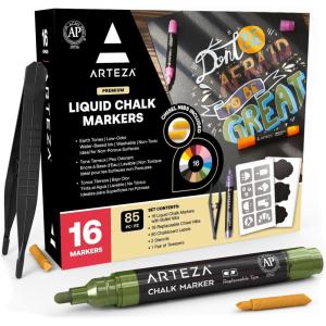 ARTEZA Liquid Chalk Markers, Set of 8, Metallic Colors, Erasable(Pastel)