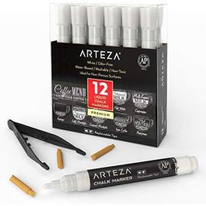 ARTEZA Liquid Chalk Markers, Set of 8, Metallic Colors, Erasable(White)