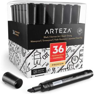 ARTEZA Permanent Markers in Bulk, Set of 60, Black & Blue, Fine Tip(Black – Chisel Tip)