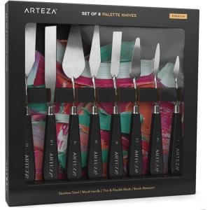 Arteza Palette Knife, Size No. 17, Durable Flexible Stainless-Steel Blade & Break-Resistant Wooden Handle, Art Supplies for Oil and Acrylic Painting(Sizes #1  #7  #15  #17  #21  #23  #25  #39)
