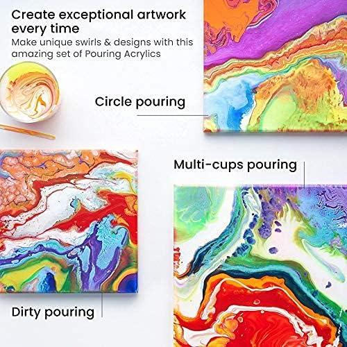 imageARTEZA Acrylic Pouring Paint Set 8 Rainbow Colors 4 oz Bottles HighFlow Paint No Mixing Needed Art Supplies for Canvas Glass Paper Wood Tile and StonesRainbow Colors