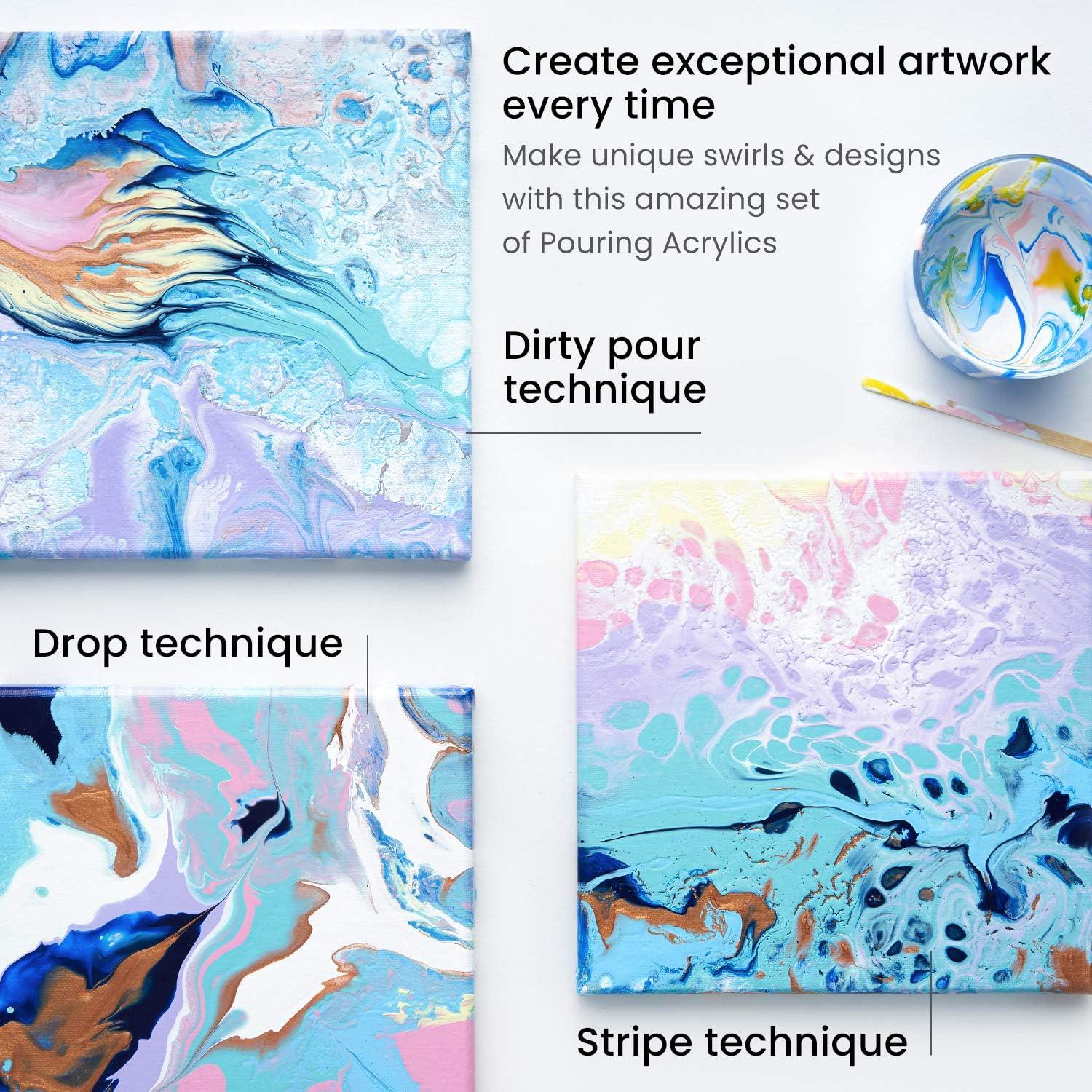 imageARTEZA Acrylic Pouring Paint Set 8 Rainbow Colors 4 oz Bottles HighFlow Paint No Mixing Needed Art Supplies for Canvas Glass Paper Wood Tile and StonesPastel Colors