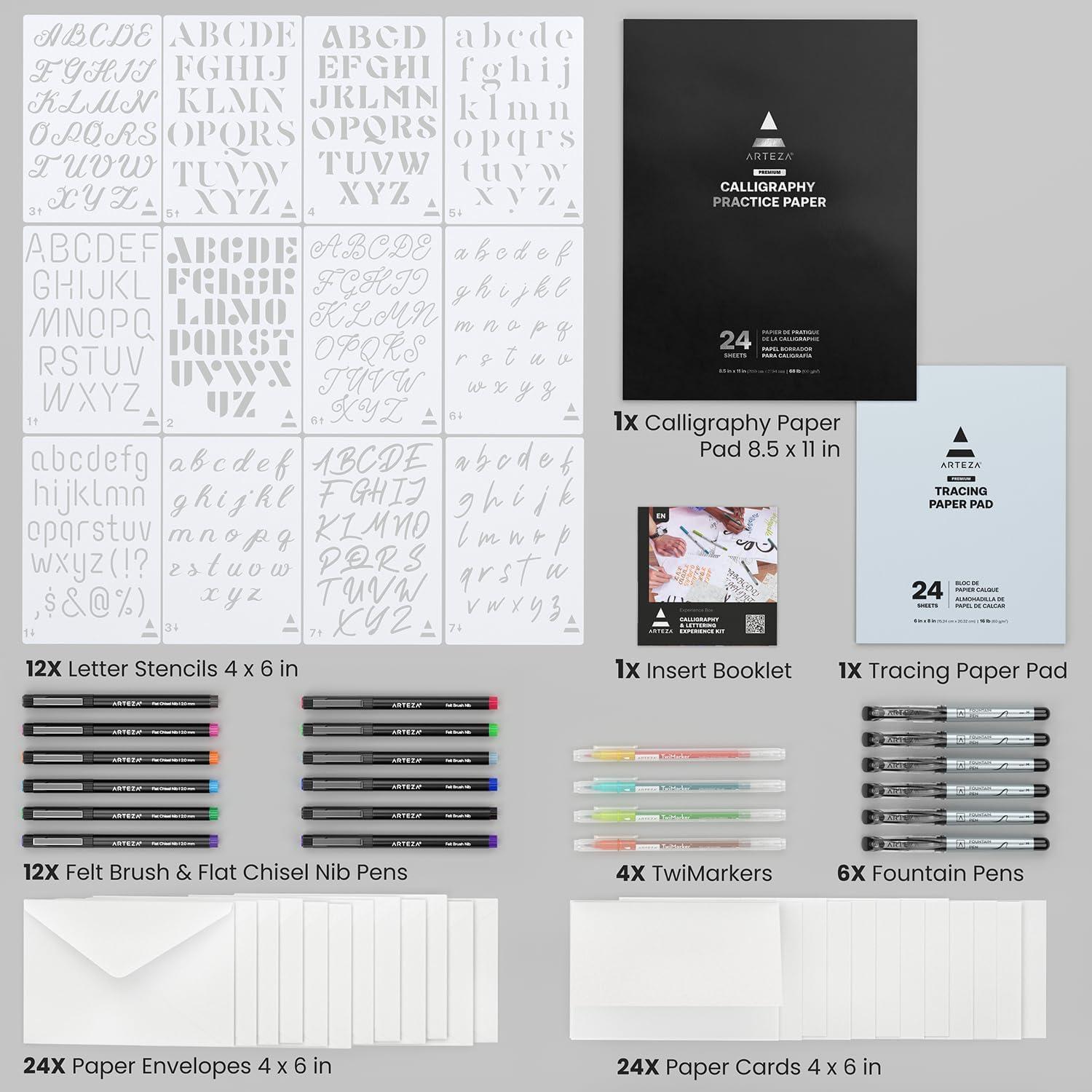 ARTEZA Calligraphy & Lettering Kit – Beginner Set with Alcohol Markers ...