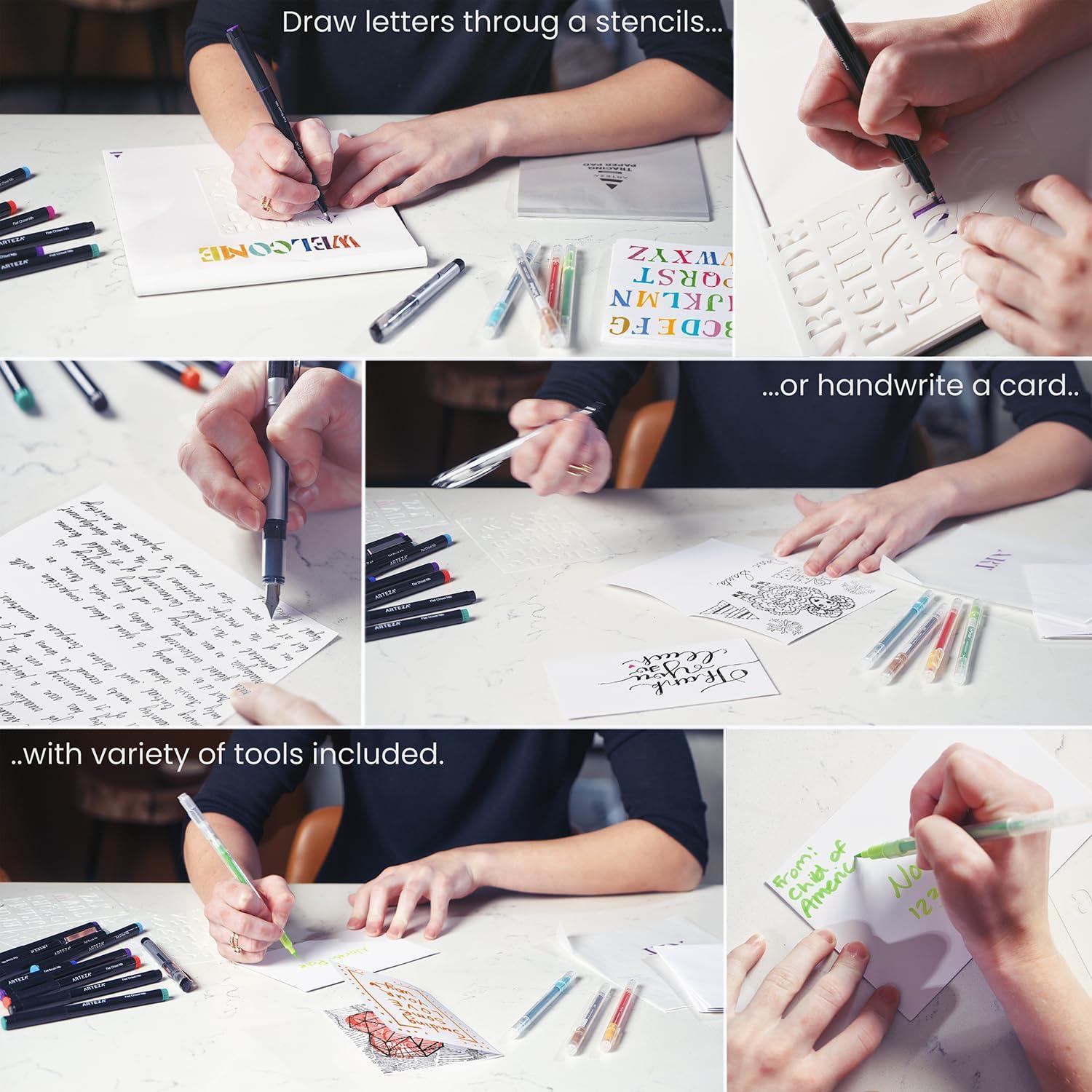 ARTEZA Calligraphy & Lettering Kit – Beginner Set with Alcohol Markers ...