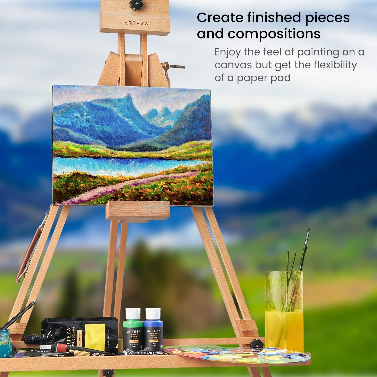 imageARTEZA Canvas Pad 9x12 Inches Pack of 1 10 GlueBound Sheets of PrePrimed Canvas Paper for Acrylic Oil and Mixed Media Painting1 pack