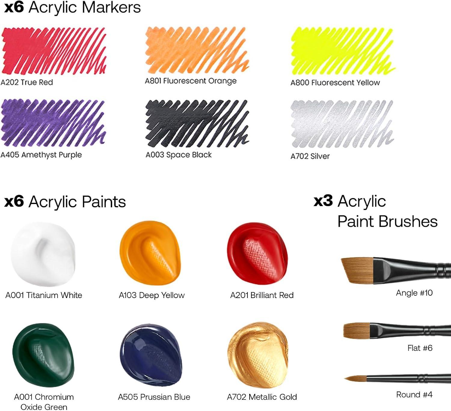 imageARTEZA Desktop Muralist Art Set 17Piece Graffiti Painting Kit with Brick Canvas Acrylic Paint Markers ampamp Brushes Art Gift for Teens ampamp Adults