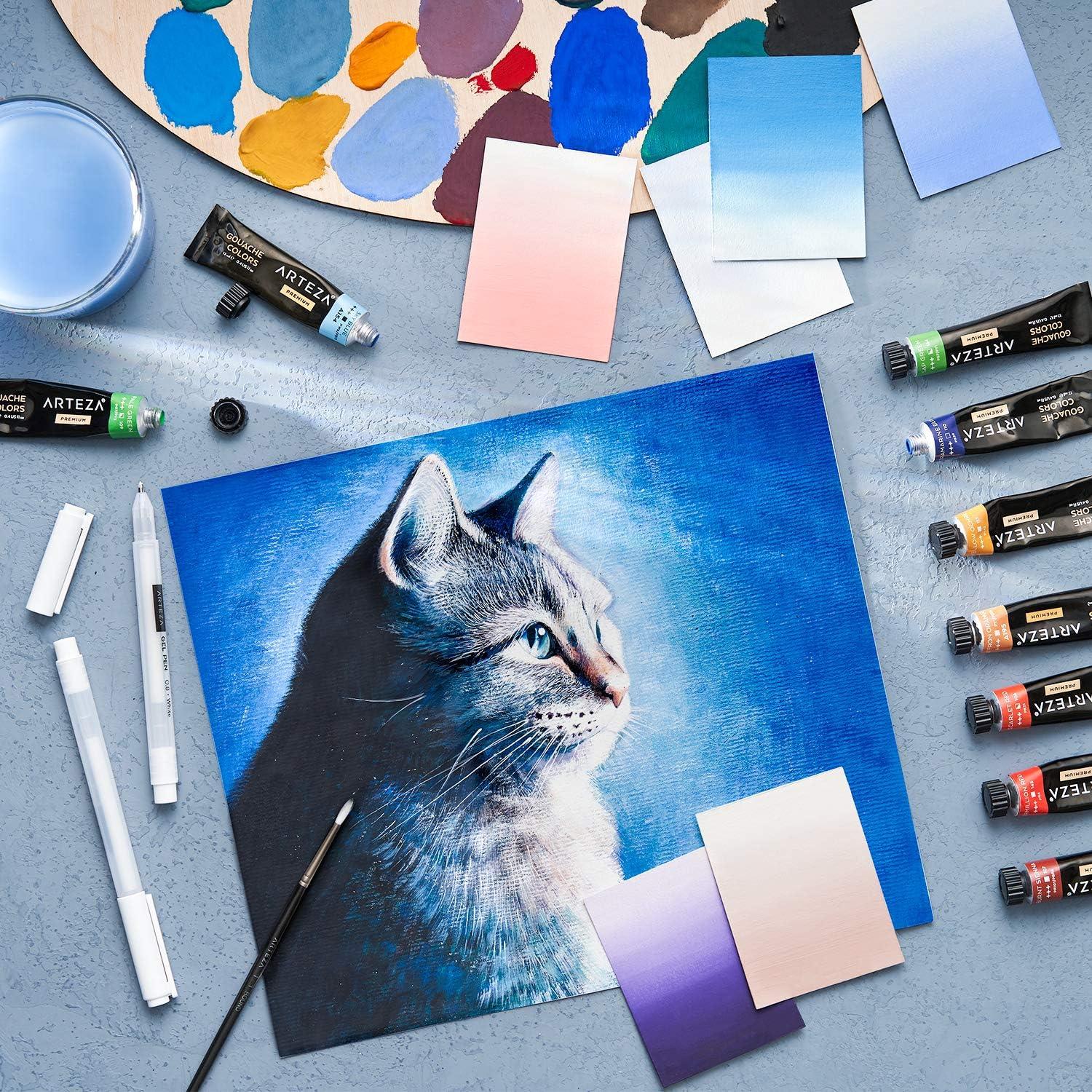 imageARTEZA Gouache Paint Set of 24 12ml04 US fl oz Gouache Paint Tubes Gouache Set for Adults and StudentsSet of 24 Assorted Tones