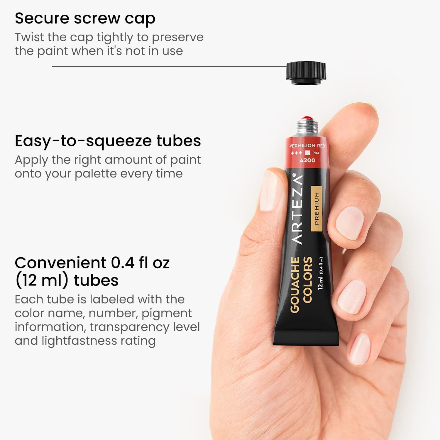 imageArteza Gouache Paint 12 Colors Skin Tones 04 US fl oz Tubes Opaque WaterBased Paint for Canvas and Paper Art Supplies for Professionals Students