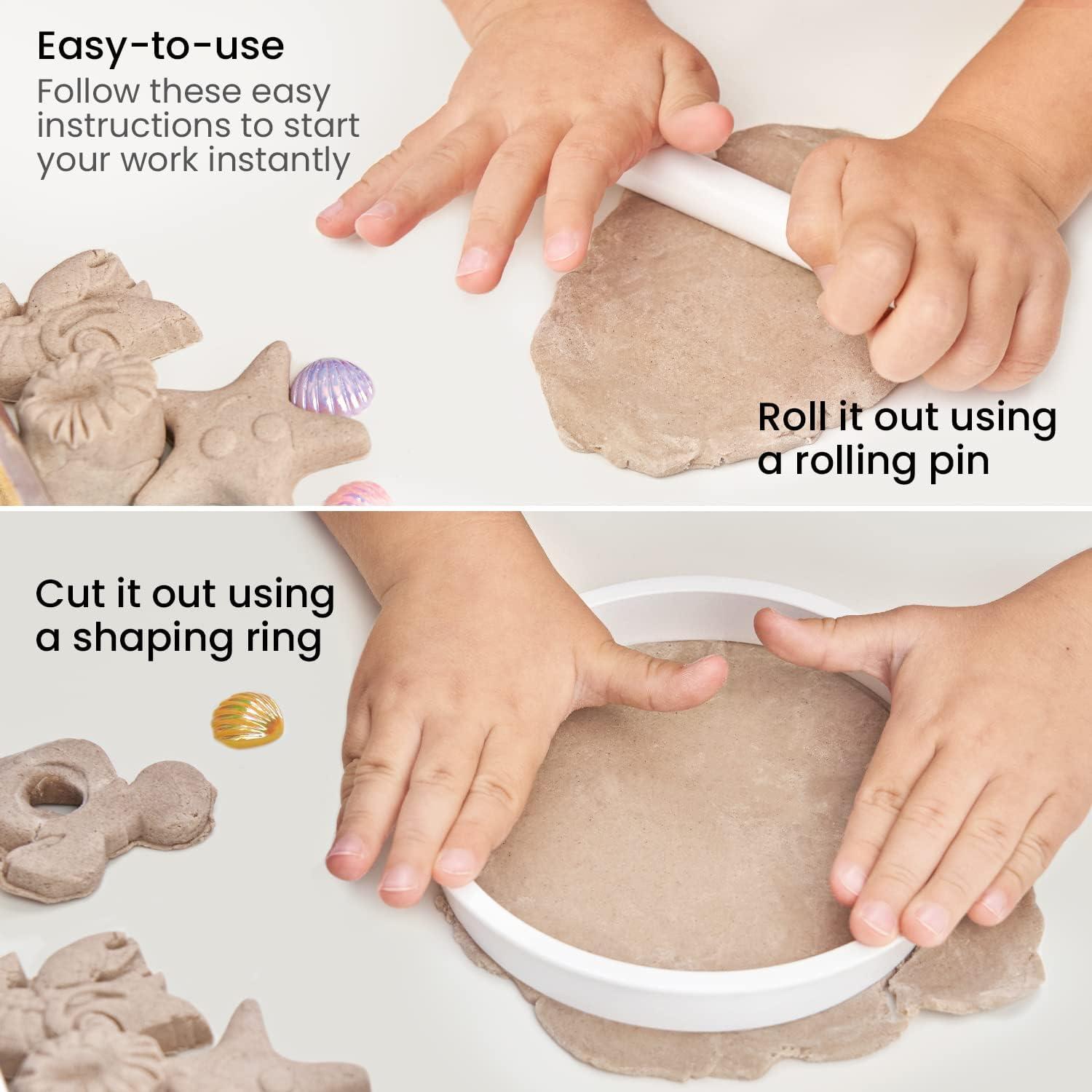 imageArteza Kids AirDry Modeling Clay Kit 6 x 8oz Packs 12 Sandy Clay Molds and 15 Assorted SeaLife Beach Decorations Soft Pliable Supplies for Kids Crafts and Sensory PlayPack of 2