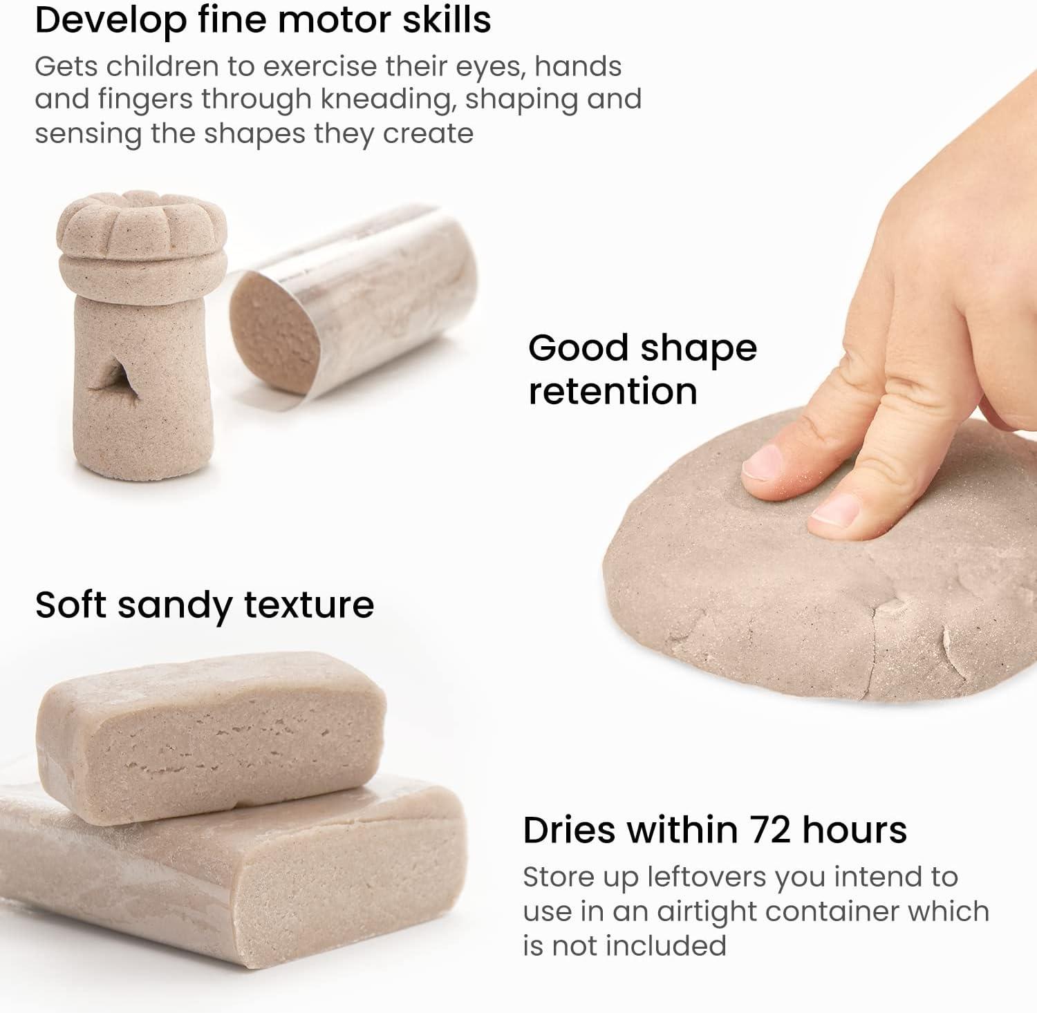 imageArteza Kids AirDry Modeling Clay Kit 6 x 8oz Packs 12 Sandy Clay Molds and 15 Assorted SeaLife Beach Decorations Soft Pliable Supplies for Kids Crafts and Sensory PlayPack of 2