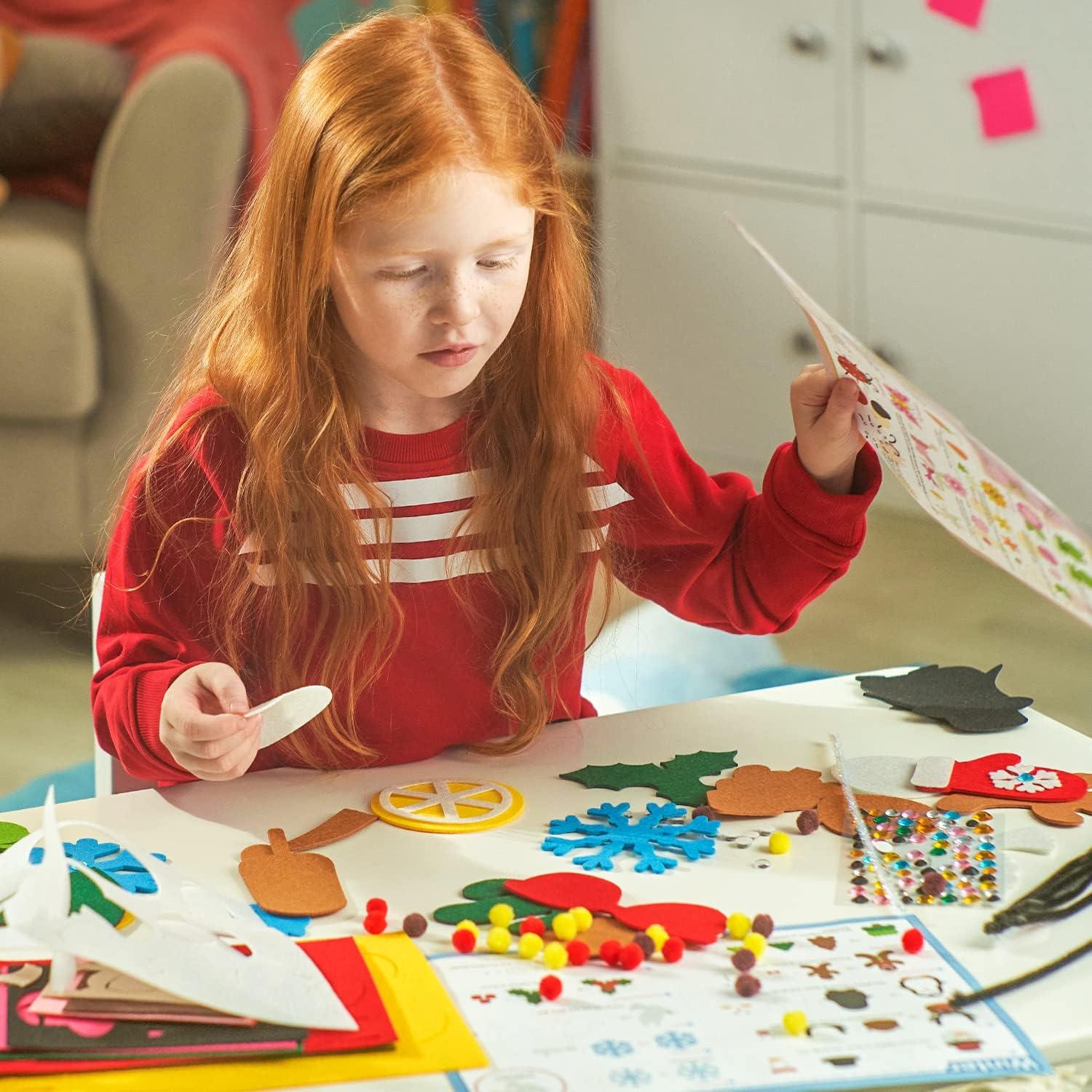 imageArteza Kids Felt Kit 422 Pieces 21 PreCut Glitter ampamp Glitz Shapes Assorted Felt Sheets Glitter MiniPieces Chenille Stems and Accessories Educational Kids Craft Supplies to Inspire Creativity246 Pieces
