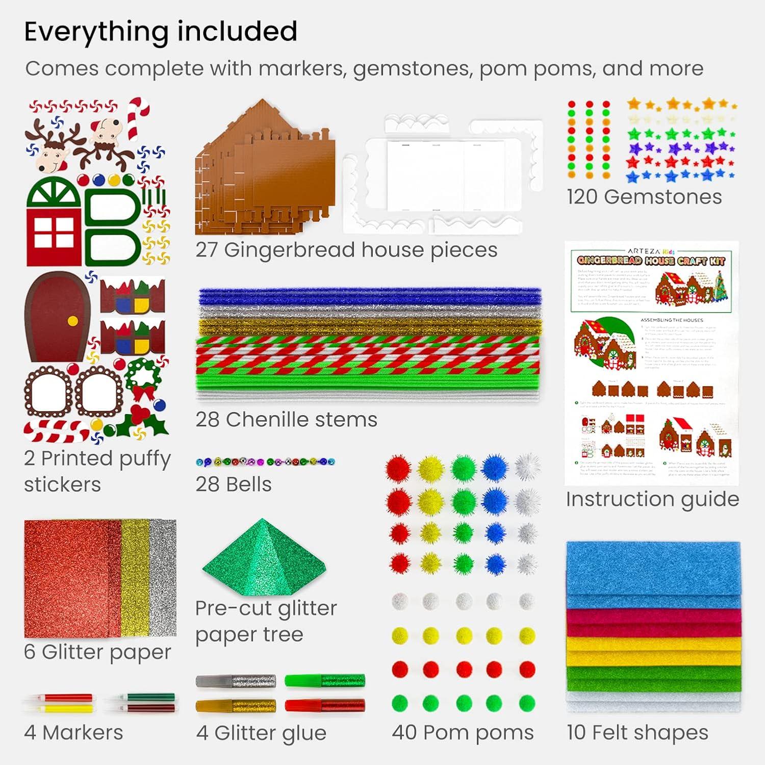 imageArteza Kids Felt Kit 422 Pieces 21 PreCut Glitter ampamp Glitz Shapes Assorted Felt Sheets Glitter MiniPieces Chenille Stems and Accessories Educational Kids Craft Supplies to Inspire Creativity324 Pieces