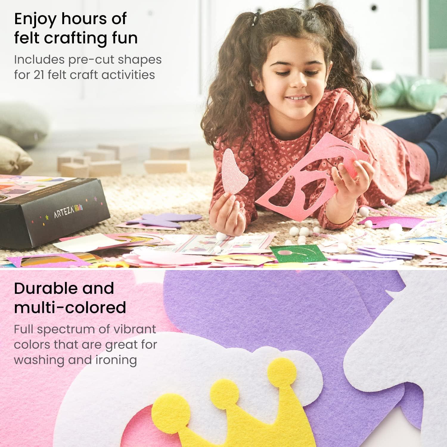 imageArteza Kids Felt Kit 422 Pieces 21 PreCut Glitter ampamp Glitz Shapes Assorted Felt Sheets Glitter MiniPieces Chenille Stems and Accessories Educational Kids Craft Supplies to Inspire Creativity422 Pieces