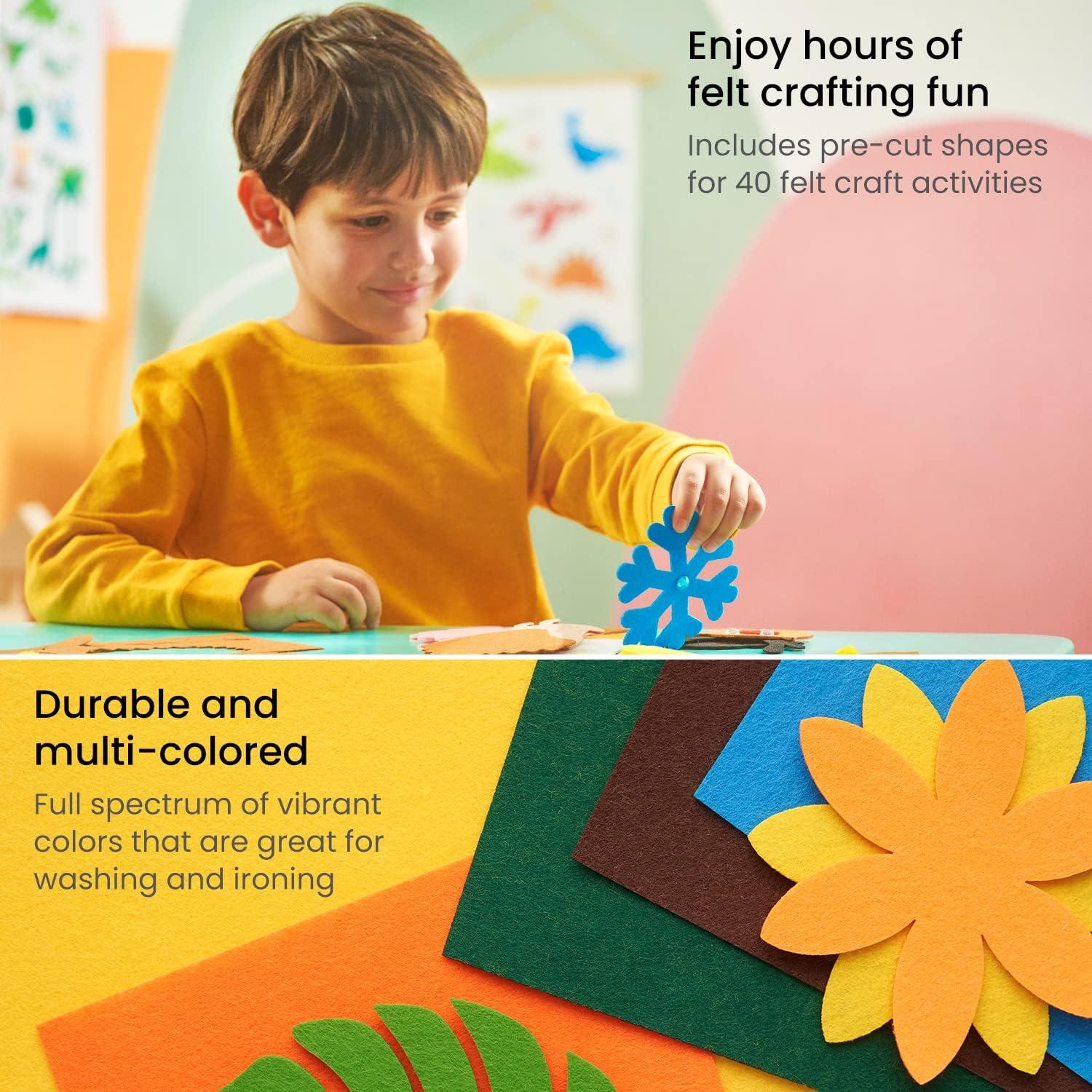 imageArteza Kids Felt Kit 422 Pieces 21 PreCut Glitter ampamp Glitz Shapes Assorted Felt Sheets Glitter MiniPieces Chenille Stems and Accessories Educational Kids Craft Supplies to Inspire Creativity246 Pieces