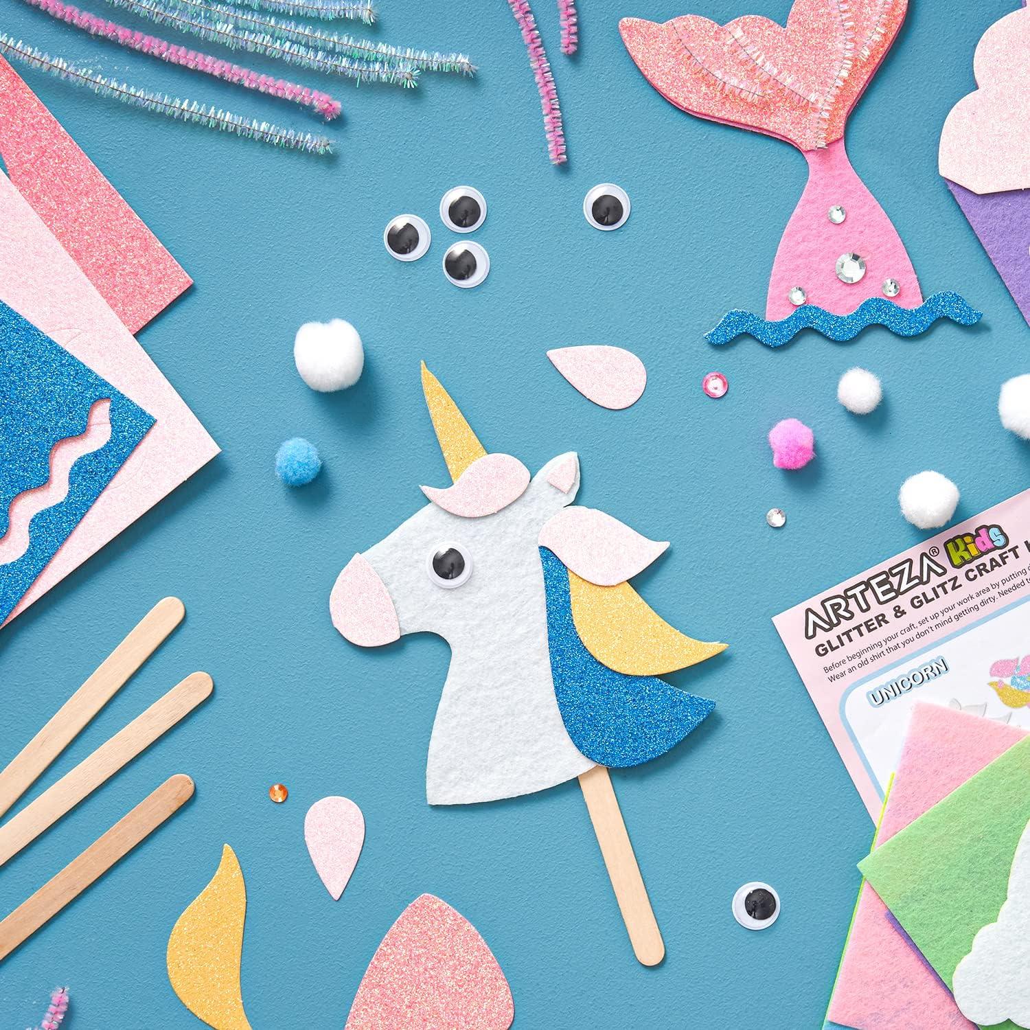 imageArteza Kids Felt Kit 422 Pieces 21 PreCut Glitter ampamp Glitz Shapes Assorted Felt Sheets Glitter MiniPieces Chenille Stems and Accessories Educational Kids Craft Supplies to Inspire Creativity422 Pieces