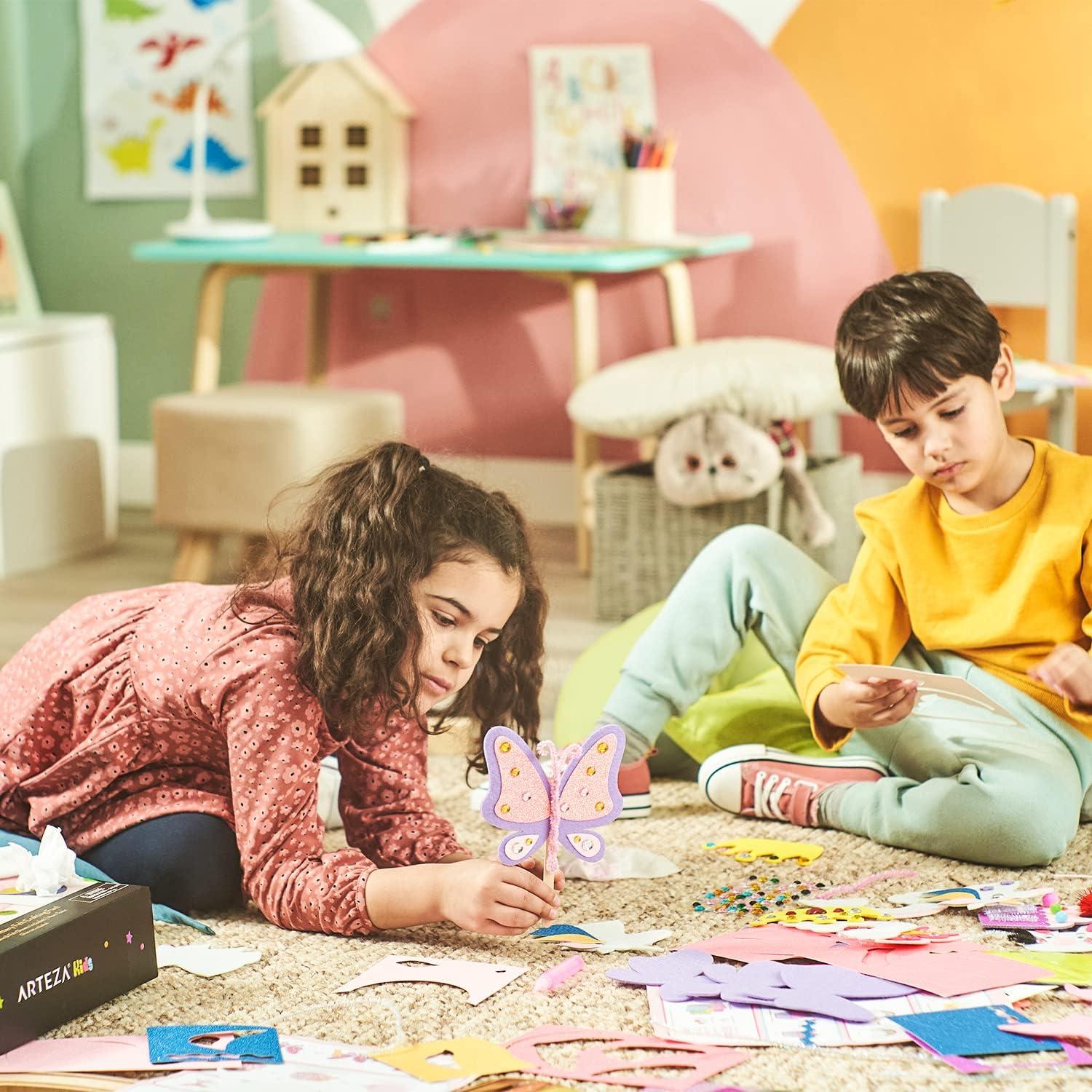 imageArteza Kids Felt Kit 422 Pieces 21 PreCut Glitter ampamp Glitz Shapes Assorted Felt Sheets Glitter MiniPieces Chenille Stems and Accessories Educational Kids Craft Supplies to Inspire Creativity422 Pieces