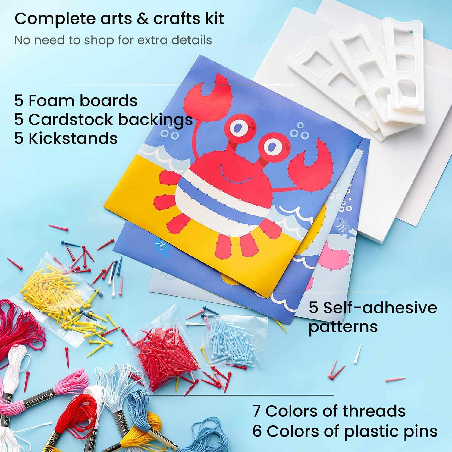 imageArteza Kids String Art Kit Set of 5 Sea Animal Designs Plastic Pushpins Art Supplies for Kids Craft Projects and Free Time ActivitiesSet of 5