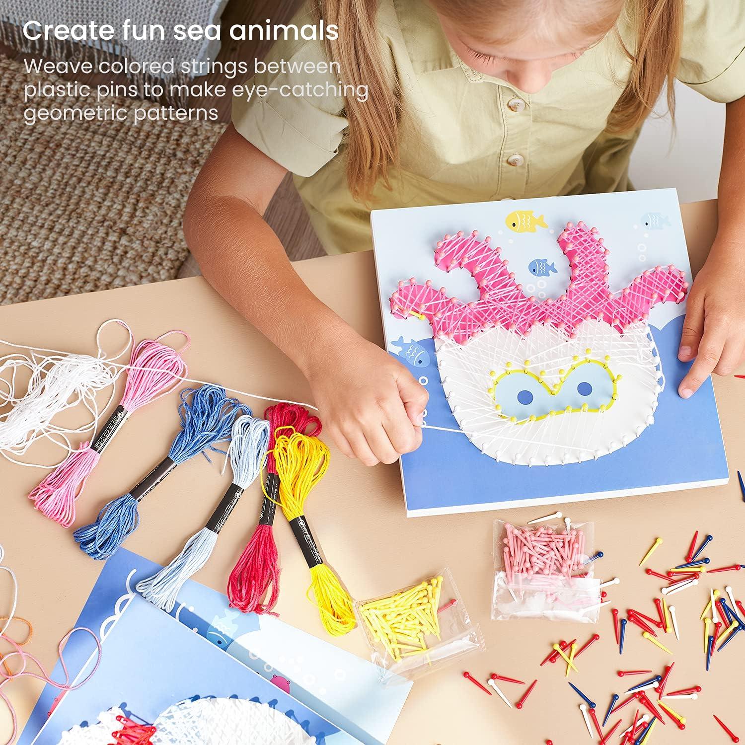imageArteza Kids String Art Kit Set of 5 Sea Animal Designs Plastic Pushpins Art Supplies for Kids Craft Projects and Free Time ActivitiesSet of 5