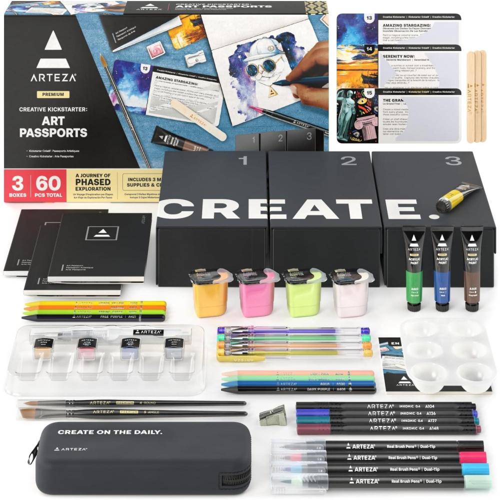 ARTEZA Creative Kickstarter: Art Exploration Set – Passports with Gel ...