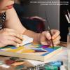 ARTEZA Wood Painting Set with Acrylic Paint, Foam Paint Brushes for Acrylic Painting, Stencils, Wood Canvas Cradle Art Boards & Painter’s Tape, Experience Box for Home Decor, Painting & Drawing