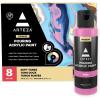ARTEZA Acrylic Pouring Paint Set, 8 Rainbow Colors, 4 oz Bottles, High-Flow Paint, No Mixing Needed, Art Supplies for Canvas, Glass, Paper, Wood, Tile, and Stones(Pastel Colors)
