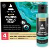ARTEZA Acrylic Pouring Paint Set, 8 Rainbow Colors, 4 oz Bottles, High-Flow Paint, No Mixing Needed, Art Supplies for Canvas, Glass, Paper, Wood, Tile, and Stones(Aqua Tones)