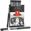 ARTEZA Micro-Line Ink Pens, Set of 9, Black Fineliners with Japanese Archival Ink, Art Supplies for Comic Artists and Illustrators(1 Count (Pack of 9))