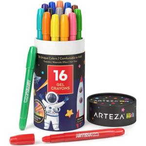 ARTEZA Kids Gel Crayons, 16 Count, Twistable and Washable Jumbo Crayons, School Supplies for Classrooms, Students, and Teachers