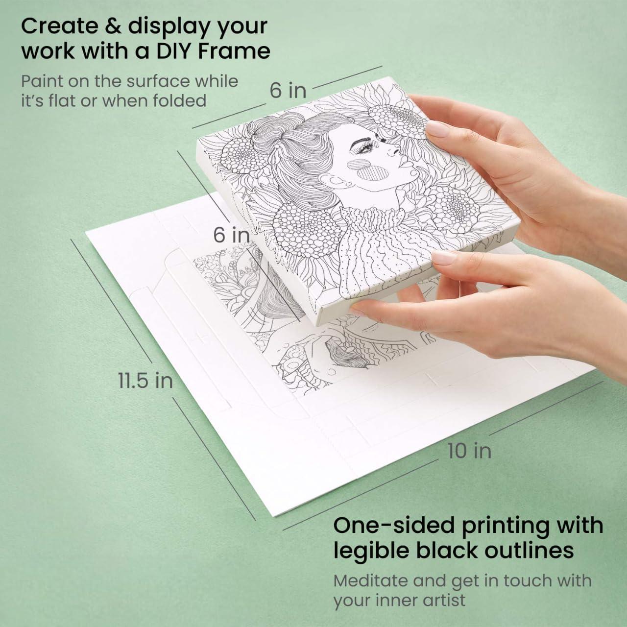 imageARTEZA Adult Coloring Book 4 Seasons Theme 120 Sheets 9x9 Inches Coloring Pages 100 lb PaperPortrait Illustrations