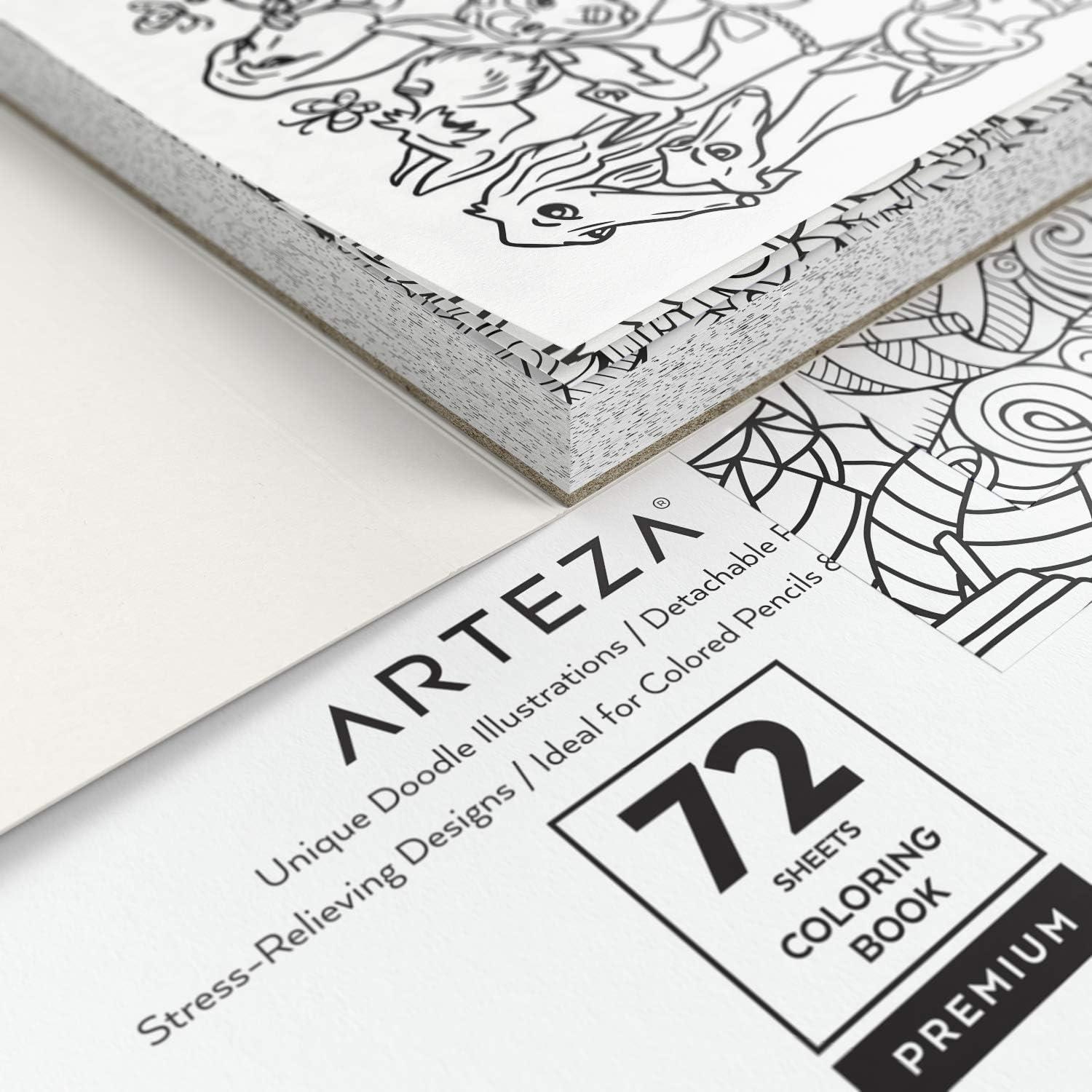 imageARTEZA Adult Coloring Book Doodle Designs 72 Sheets 64x64 Inches Coloring Pages 100 lb Paper